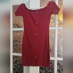 Shein burgundy small, form fitting dress with buttons